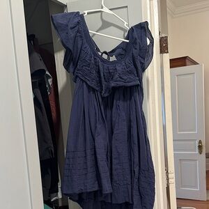 Free people Navy Blue Ruffled Dress